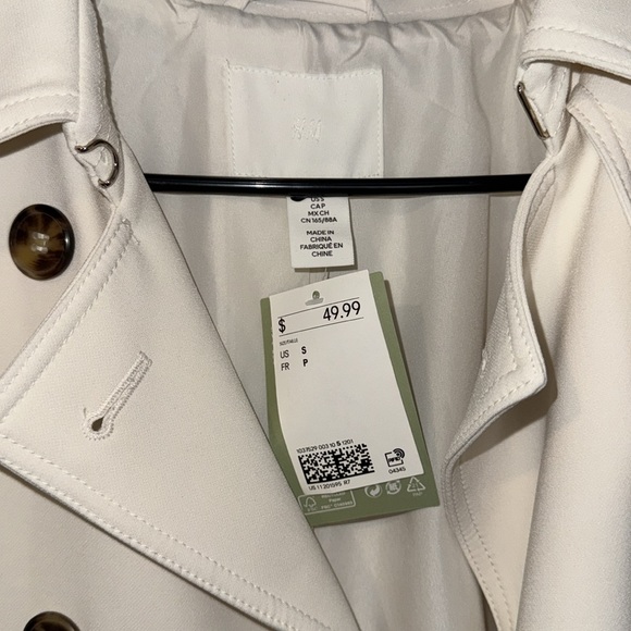 h&m cream trench coat NWT - Picture 2 of 3